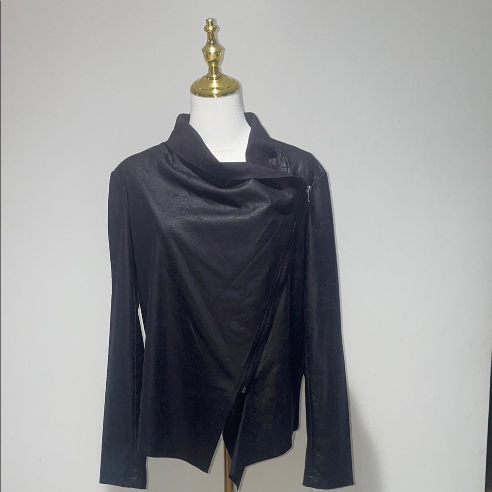 Jacket faux suede mocha brown / dark brown 
asymmetrical with side zipper